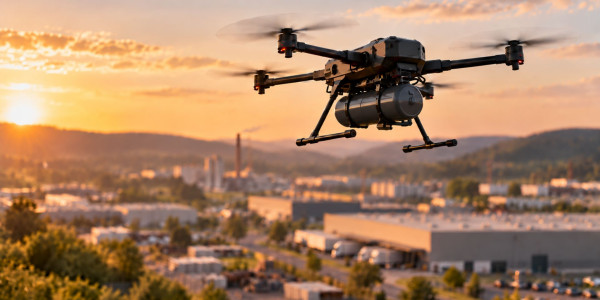 Drone Over Industrial Area | AI Generated